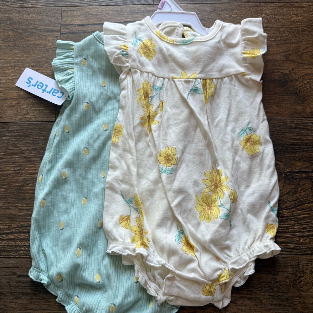 Carter's Yellow Floral and Lemon rompers